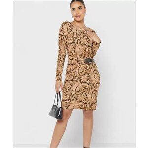 Ralph Lauren Womens Brown Paisley Shift Dress Size 12